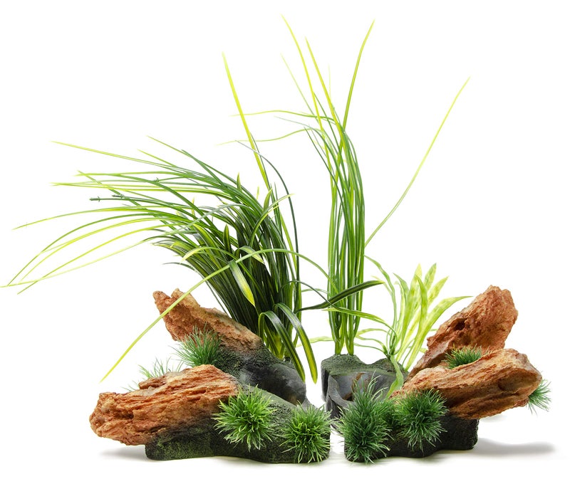 Penn Plax Penn-Plax Presents Insta-Aquascape, Large Aquarium Ornament Collection â€“ The Under Water Oasis, A 3 Piece Set of Interlocking Plants and Rocks for a Fully Decorated Tank - Image 2